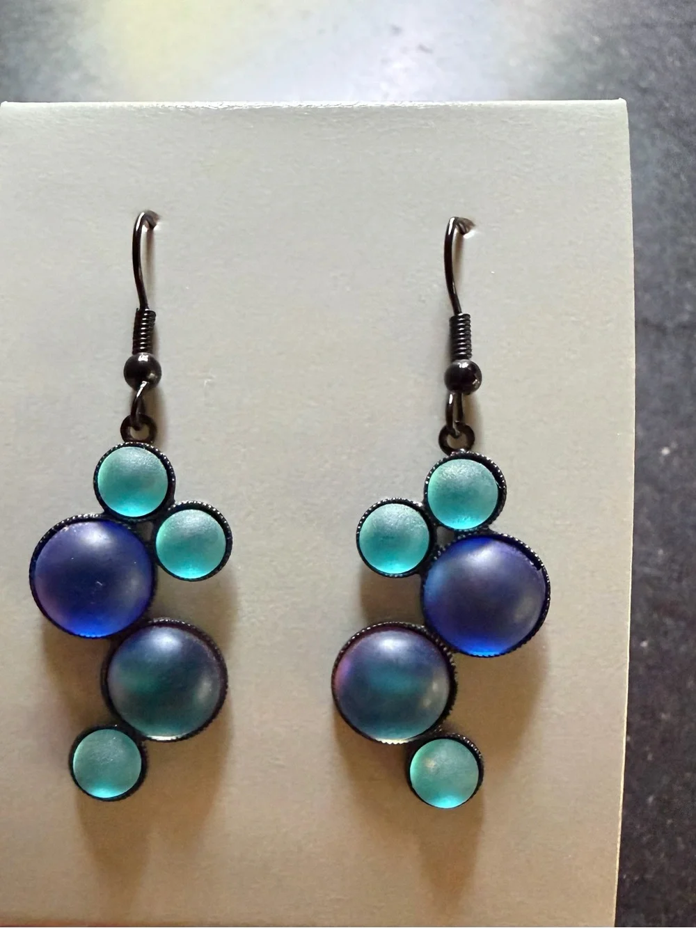 Blue and Teal Bubble Drop Earrings